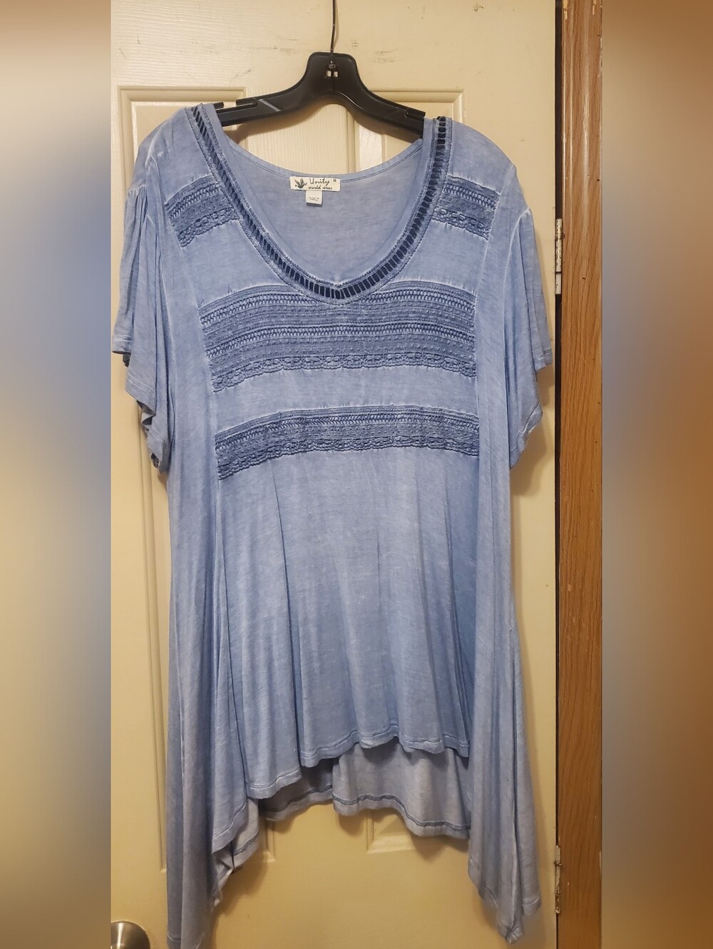Unity World Wear Tunic-Style Top, Marled Gray (looks blue), Medium NEVER WORN